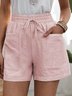 Pantalons Femmes Décontracté Plain Été Naturel Aucune élasticité Quotidien Shorts Droit Régulier