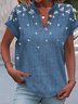 Chemisiers1 Femmes Décontracté Floral Été Polyester Brodé Quotidien Ample Droit Régulier