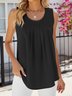 Top Débardeur Tops Décontracté Plain Été Polyester Micro-élasticité Quotidien Coupe Régulière Sans Manches Col Rond pour Femmes