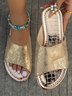 Sandales Antidérapantes Femmes Vacances Été Peau de Serpent Talon de Bloc Bout Rond Cuir synthétique Sandales Antidérapantes Caoutchouc à Enfiler