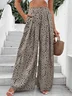Pantalons Femmes Vacances Printemps / Automne Petit Floral Polyester Ample Pantalons à Jambe Large Long Droit Régulier