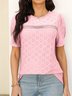 Chemises Femmes Décontracté Plain Été Polyester Micro-élasticité Ample Manches Courtes Col Rond Régulier