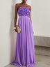 Femmes Plain Violet Sans Bretelles Confortable Robe Maxi Vacances