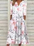 Femmes Floral Rose Entaillé Confortable Robe Maxi Décontracté