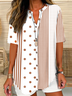 Blouses Pois Polka Décontracté Été Polyester Boutonné Quotidien Mi-long Régulier Col de Chemise pour Femmes