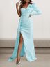 Femmes Plain Rose Confortable Robe Maxi Sexy