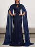 Femmes Plain Bleu Violacé Col Rond Confortable Robe Maxi Sexy