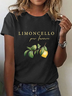 T-shirts Décontracté Été citron Micro-élasticité Quotidien Manches Courtes Régulier Droit Régulier pour Femmes