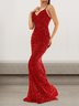 Femmes Plain Or Col V Confortable Robe Maxi Sexy