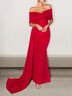 Femmes Plain Rouge l'Encolure Bateau Confortable Robe Maxi Sexy