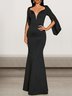 Femmes Plain Noir Confortable Robe Maxi Sexy