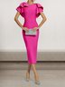 Femmes Plain Rose Foncé Col Rond Confortable Robe Maxi Sexy
