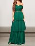 Femmes Plain Vert Foncé l'Encolure Bateau Confortable Robe Maxi Sexy