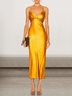 Femmes Plain Or Col V Confortable Robe Maxi Sexy