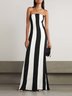 Femmes Rayé Noir Sans Bretelles Confortable Robe Maxi Sexy
