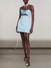 Femmes Plain Lac Bleu Sans Bretelles Confortable Mini Robe Sexy