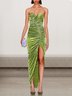 Femmes Plain Vert Sans Bretelles Confortable Mini Robe Sexy