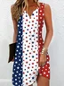 Femmes Le jour de l'indépendance (Drapeau) Multicolore Col V Confortable Robe Maxi Décontracté