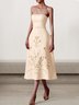 Femmes Plain Abricot Sans Bretelles Confortable Robe Mi-Longue Sexy