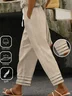 Pantalons Décontracté Plain Printemps / Automne Aucune élasticité Ample Coton Et Lin Pantalon droit Droit Non Ceinture pour Femmes