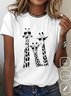 T-shirts Décontracté Été Cerf Coton Meilleure vente Manches Courtes Col Rond Droit Régulier pour Femmes