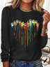 T-shirts Décontracté Printemps / Automne Coeur/cordé Ample Jersey Standard Régulier Droit Régulier pour Femmes
