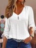 T-shirts Décontracté Plain Printemps / Automne Dentelle Ample Cordon de Serrage Manches trois quarts Élasticité moyenne Non pour Femmes
