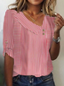 T-shirts Rayé Décontracté Printemps / Automne Aucune élasticité Quotidien Ample Jersey Régulier Droit pour Femmes