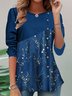 T-shirts Décontracté Floral Printemps / Automne Quotidien Ample Jersey Manches Longues Régulier Boucle pour Femmes