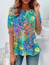 T-shirts Femmes Décontracté Floral Printemps / Automne Ample Jersey Manches Longues Col Rond Régulier T.-N.-L.