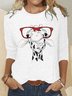 T-shirts Femmes Décontracté Printemps / Automne Cerf Quotidien Ample en Mélangé de Coton Régulier Droit Élasticité moyenne
