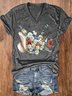 T-shirts Femmes Décontracté Floral Été Tricoté Quotidien Manches Courtes Régulier Droit Oui