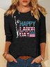 T-shirts Décontracté Printemps / Automne Imprimé de Lettre Motif Micro-élasticité Manches Longues Col Rond Régulier Droit Régulier pour Femmes