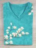 T-shirts Femmes Décontracté Floral Été Quotidien Ample en Mélangé de Coton Régulier Droit Oui
