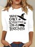 T-shirts Femmes Décontracté Printemps / Automne Imprimé de Lettre Motif Micro-élasticité Quotidien Ample Manches Longues Régulier Régulier