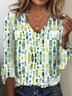 T-shirts Femmes Décontracté Printemps / Automne Abstrait Géométrie Col V Quotidien Ample Jersey Droit Régulier