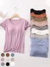 T-shirts Femmes Décontracté Plain Été Quotidien Ample Manches Courtes Régulier Régulier Élasticité moyenne
