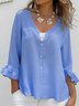 Chemisiers1 Femmes Décontracté Plain Printemps / Automne Polyester Aucune élasticité Quotidien Ample Entaillé Boucle