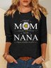 T-shirts Femmes Décontracté Printemps / Automne Imprimé de Lettre Motif Micro-élasticité Quotidien Manches Longues Col Rond Régulier Droit
