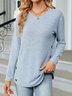 T-shirts Décontracté Plain Printemps / Automne Micro-élasticité Quotidien Ample Col Rond Droit Boucle pour Femmes