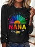 T-shirts Femmes Décontracté Printemps / Automne Marguerite Micro-élasticité Ample Col Rond Régulier Trapèze Régulier