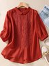 Chemisiers1 Femmes Décontracté Plain Printemps / Automne Aucune élasticité Coton Et Lin Régulier Droit Régulier Col de Chemise