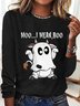 T-shirts Décontracté Imprimé de Lettre Motif Printemps / Automne Micro-élasticité Quotidien Manches Longues Col Rond Trapèze Régulier pour Femmes