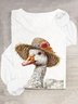 T-shirts Femmes Décontracté Imprimé d'Animal Printemps / Automne Col Rond en Mélangé de Coton Régulier Régulier Élasticité moyenne Oui