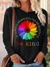 T-shirts Décontracté Printemps / Automne Marguerite Coton Micro-élasticité Quotidien Ample Manches Longues Col Rond pour Femmes