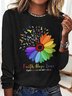 T-shirts Femmes Décontracté Printemps / Automne Imprimé de Lettre Motif Micro-élasticité Ample Manches Longues Col Rond Régulier Trapèze