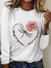 T-shirts Femmes Décontracté Printemps / Automne Marguerite Micro-élasticité Quotidien Manches Longues Régulier Trapèze Régulier