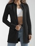 Micro-élasticité Manches Longues Régulier Plain Blouson pour Femmes