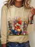T-shirts Décontracté Turquie Printemps / Automne Quotidien Ample Manches Longues en Mélangé de Coton Régulier Oui pour Femmes
