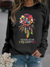Sweat-shirts Femmes Décontracté Printemps / Automne Papillon Coton Micro-élasticité Quotidien Manches Longues Col Rond Régulier